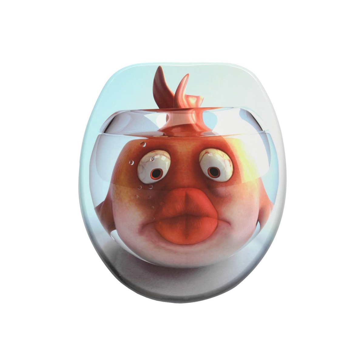 Antibacterial MDF toilet seat with soft-close, goldfish design, stainless steel hinges, easy to remove
