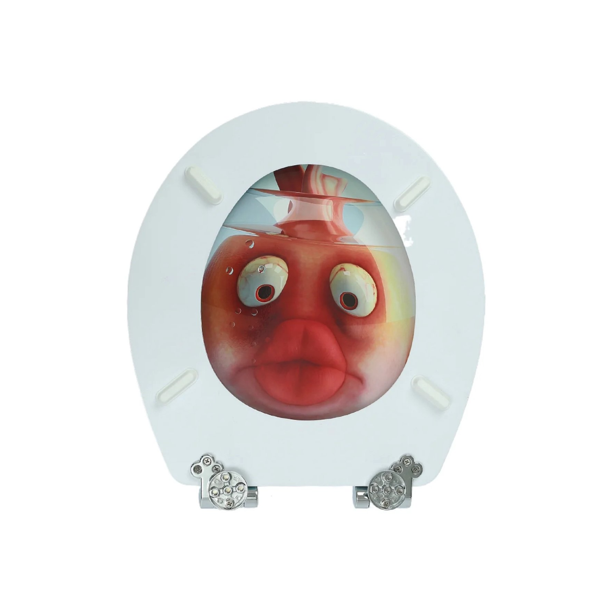 Antibacterial MDF toilet seat with soft-close, goldfish design, stainless steel hinges, easy to remove
