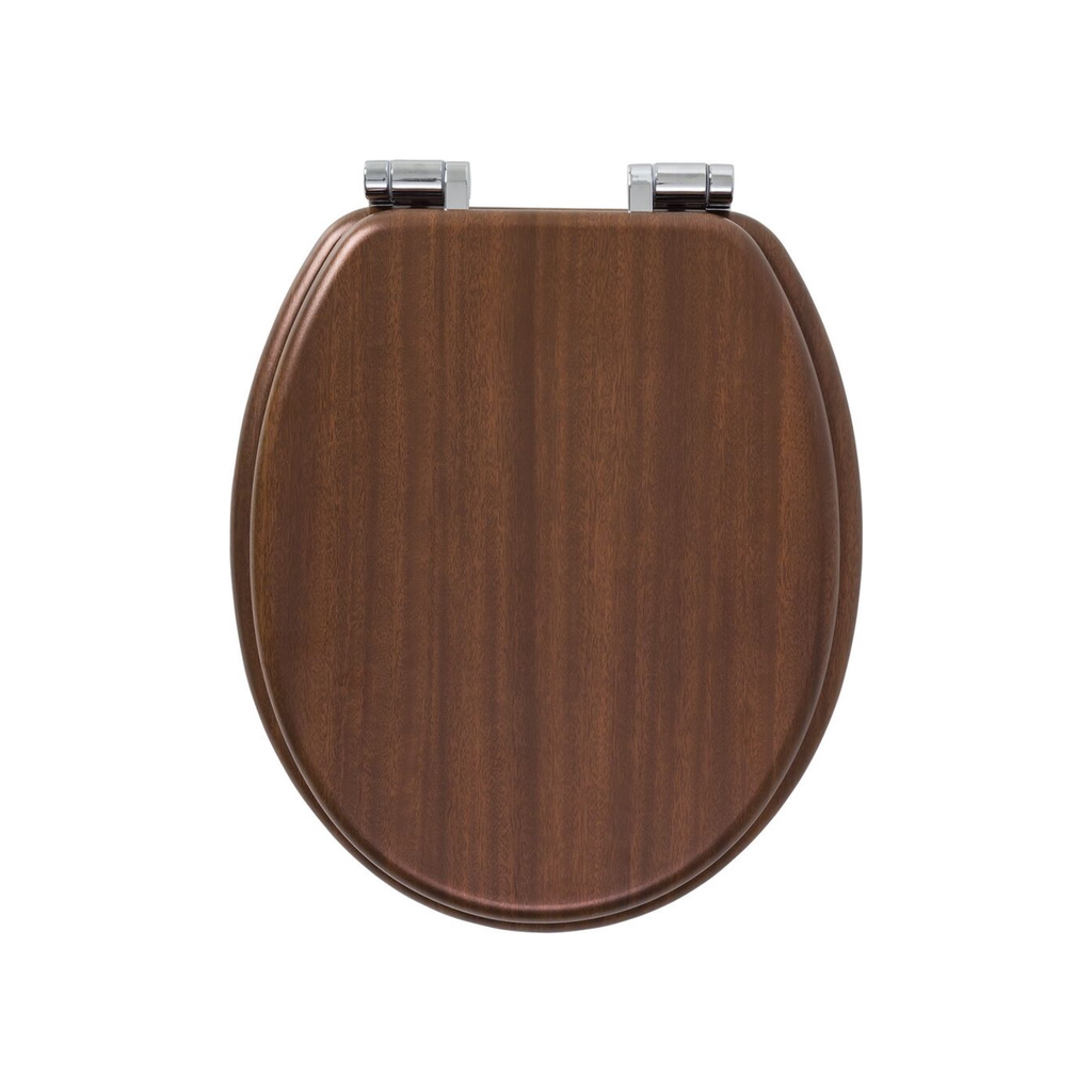 Soft-close MDF toilet seat in walnut effect