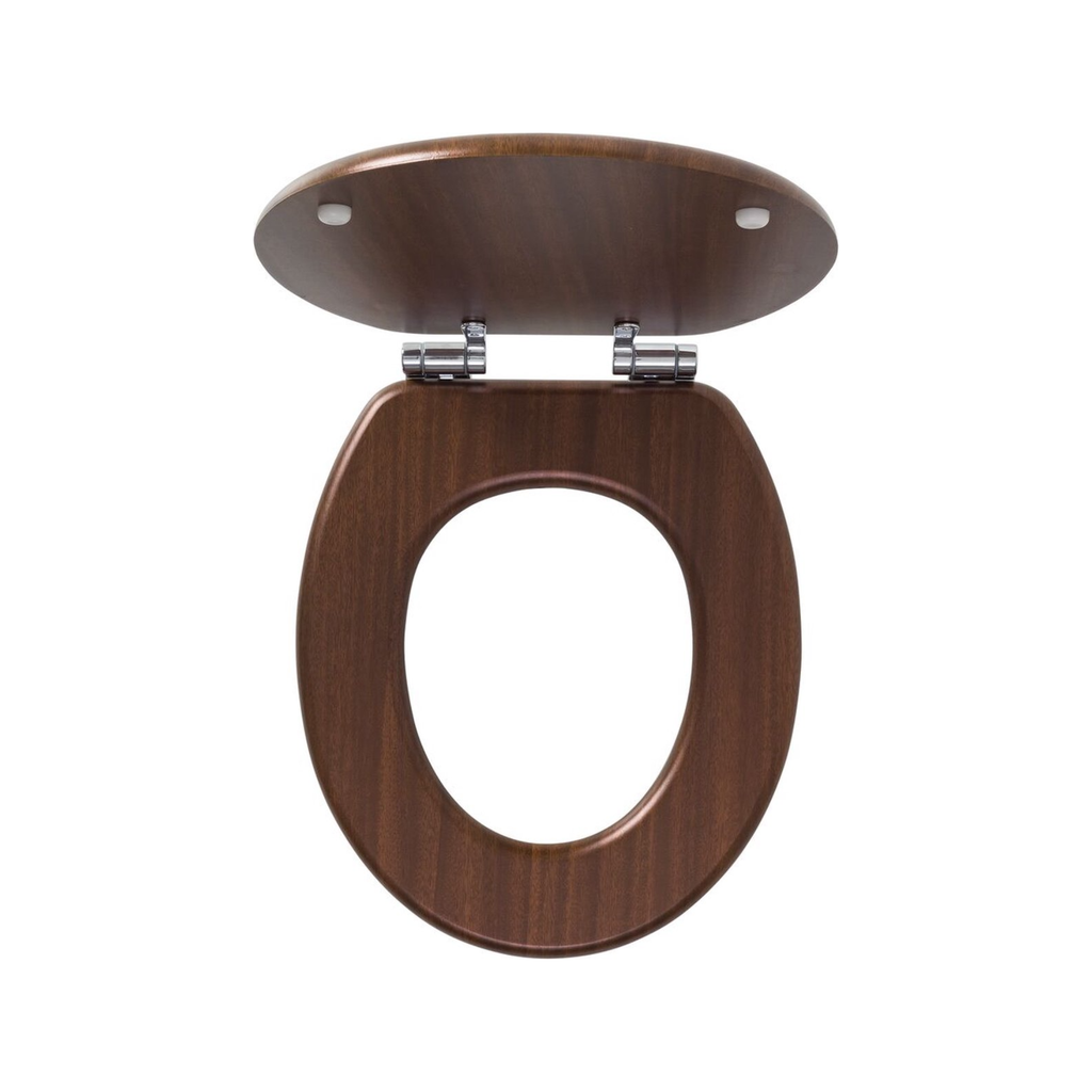 Soft-close MDF toilet seat in walnut effect
