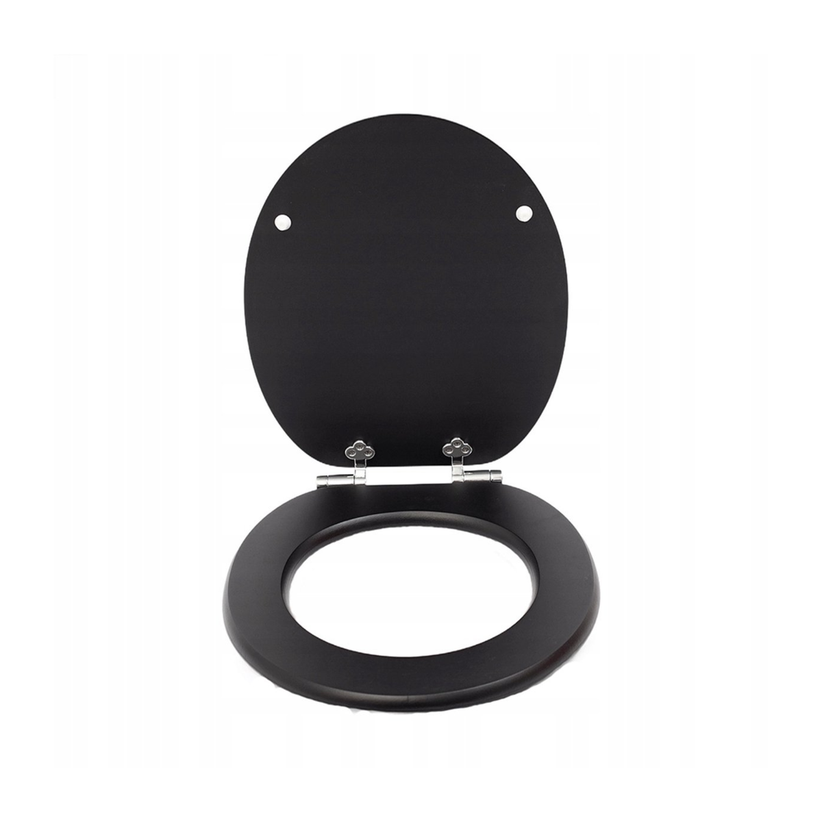 Soft-close antibacterial MDF toilet seat, matt black, stainless steel fixings, easy removal