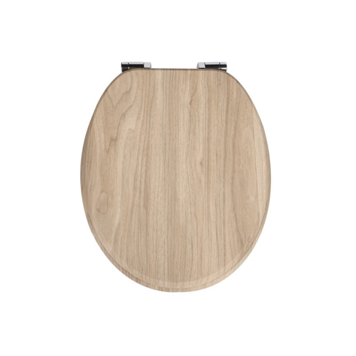Antibacterial MDF soft-close toilet seat, light wood Wabi style, stainless steel fixings, easy removal