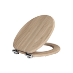 Antibacterial MDF soft-close toilet seat, light wood Wabi style, stainless steel fixings, easy removal