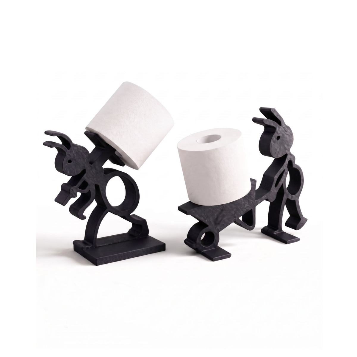 Ant-design freestanding toilet paper holder, black, compact, no assembly required