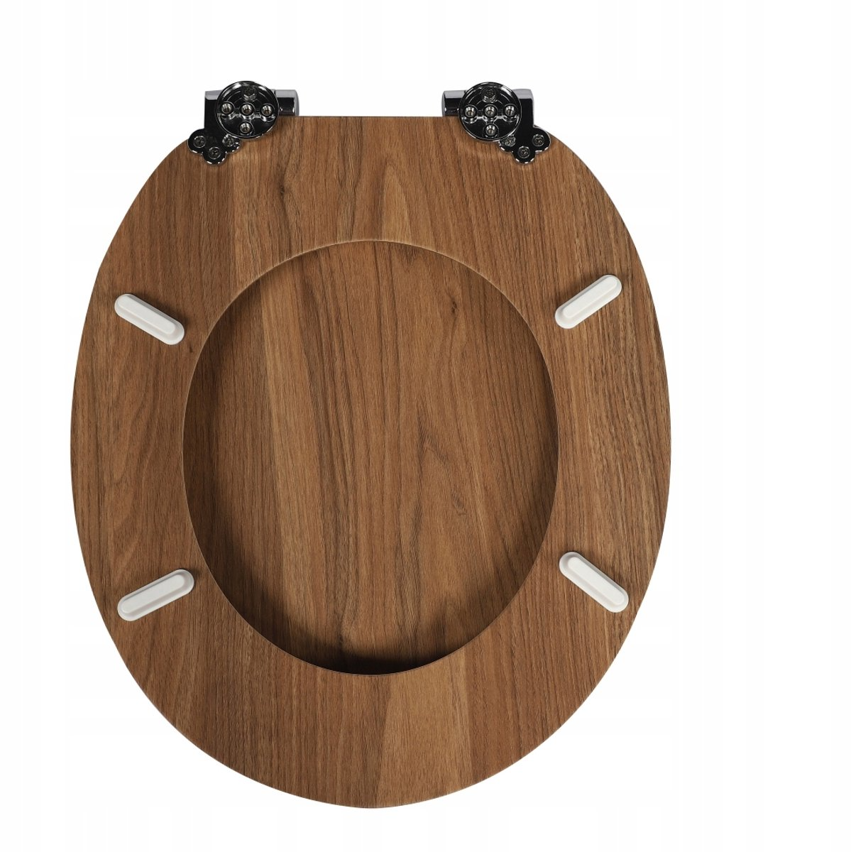 Antibacterial MDF toilet seat with soft close, forest wood design, stainless steel fixings, easy to remove