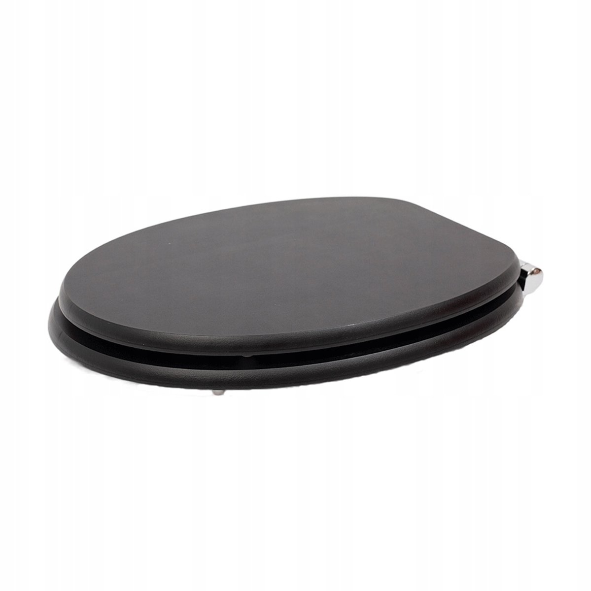 Soft-close antibacterial MDF toilet seat, matt black, stainless steel fixings, easy removal