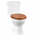 Antibacterial MDF soft-close toilet seat, warm oak, stainless steel fixings, easy to remove
