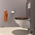 Soft-close MDF toilet seat in walnut effect