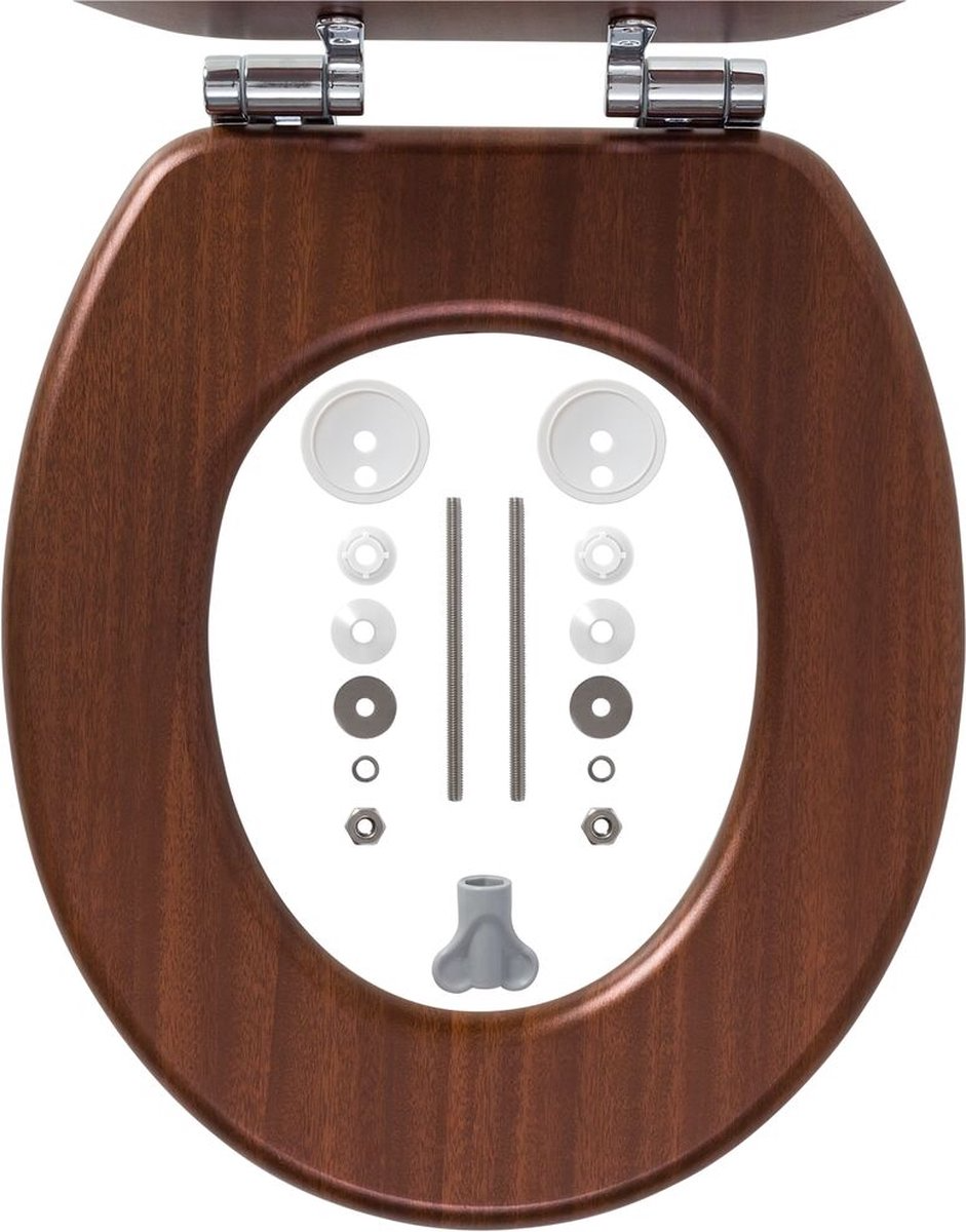 Soft-close MDF toilet seat in walnut effect