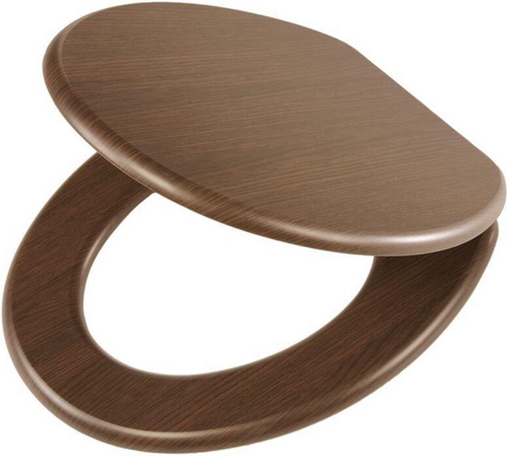 Soft-close MDF toilet seat in walnut effect