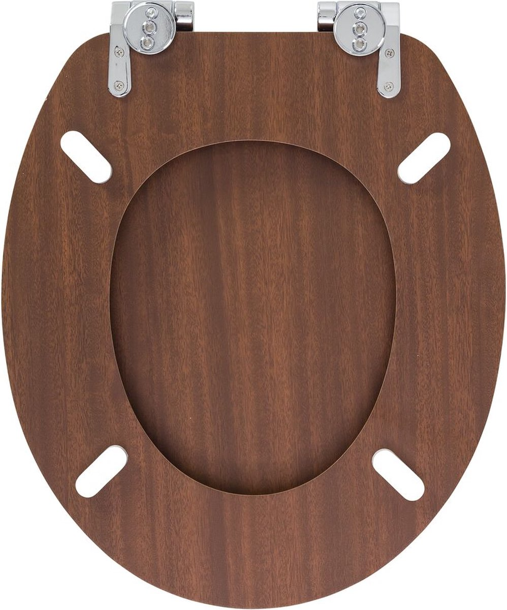 Soft-close MDF toilet seat in walnut effect